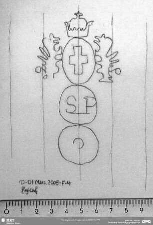 W-Dl-657 Kreise (gekrönt) mit Tieren + Kreuz + "SP"