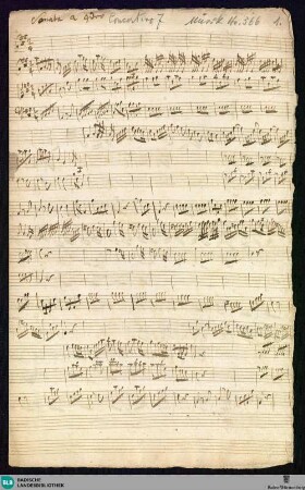 Concertino - Mus. Hs. 366 : dessus vla da gamba, vl, violetta, bc; A; BrinzingMWV 9.15 BrinzingMWV 9.12 BrinzingMWV 9.9