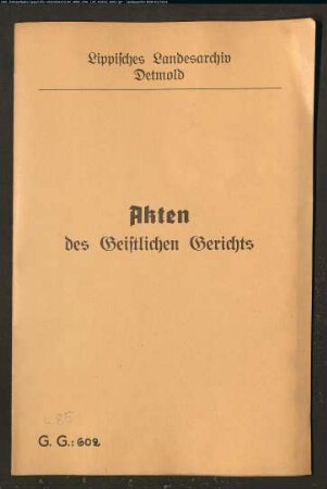 Trin Ilsabein Fischer in Lage gegen Jost Wiegman (Wieman) zu Hiddentrup, wegen einer Eheklage; Schwestern des Wiegmann waren Anna Ilsabein Winter und Anna Margretha Brockman