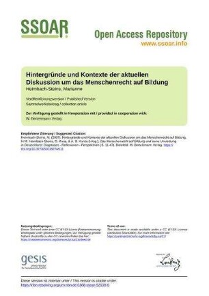 Hintergründe und Kontexte der aktuellen Diskussion um das Menschenrecht auf Bildung