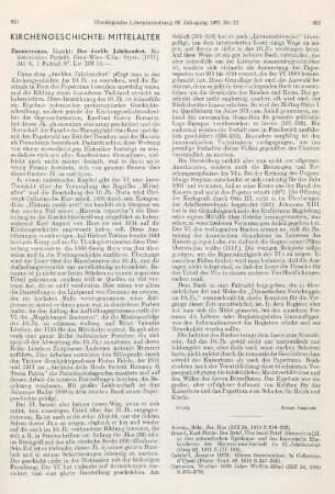 921-922 [Rezension] Zimmermann, Harald, Das dunkle Jahrhundert