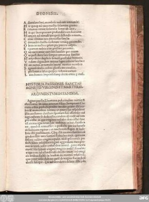 Hystoria Passionis Sanctae Agnetis Virginis Et Martyris.