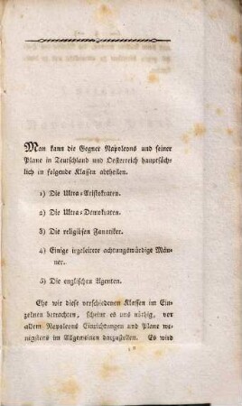 Die Plane Napoleons und seiner Gegner besonders in Teutschland und Österreich