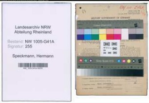 Entnazifizierung Hermann Speckmann , geb. 29.11.1910 (Polizist)