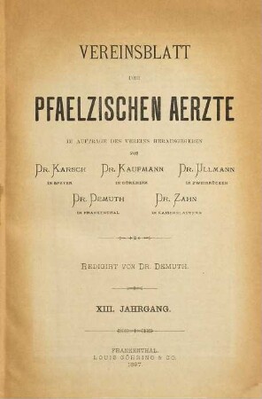 Vereinsblatt der Pfälzischen Ärzte. 13. 1897