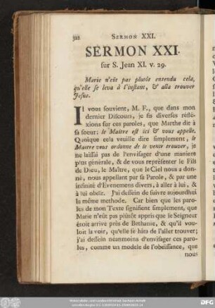 Sermon XXI. sur S. Jean XI. v. 29.