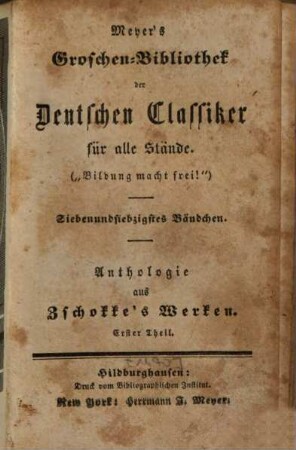Anthologie aus Zschokke's Werken, 1