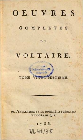 Oeuvres complètes, 27