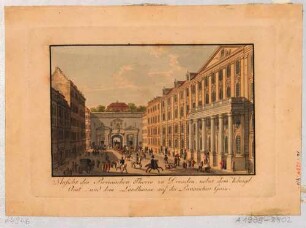 Die Landhausgasse in Dresden mit dem Landhaus rechts und dem Pirnaischen Tor im Hintergrund