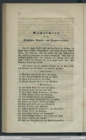 Nachrichten von der Königlichen Gewerb- und Baugewerkenschule