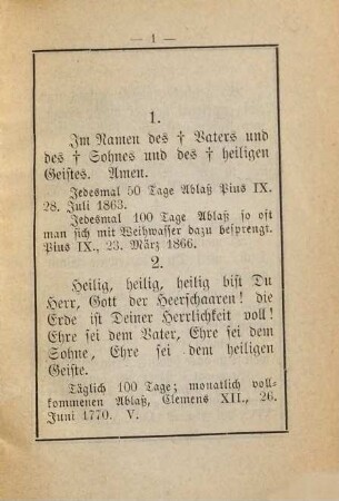 Kurze Ablassgebete zum heilsamen Gebrauche für katholische Christen jeden Alters und Standes