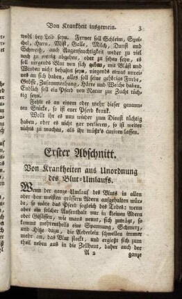 Erster Abschnitt. Von Krankheiten aus Unordnung des Blut-Umlaufs