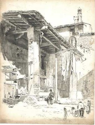 Döllgast, Hans; Italien u.a.; Reisezeichnungen - Gerberei (Perspektivische Ansicht)