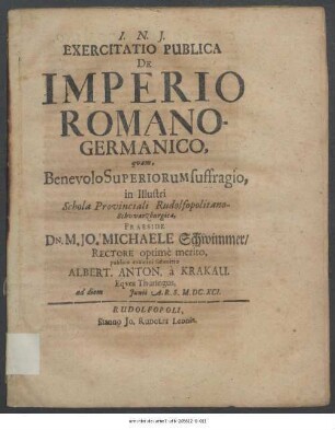 Exercitatio Publica De Imperio Romano-Germanico