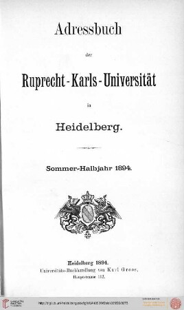 Sommersemester 1894