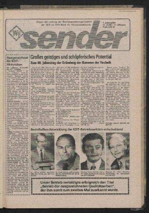 Betriebszeitung 'WF-Sender', Nr.27/1986 (1. Juliausgabe 1986)