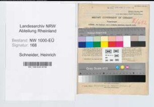 Entnazifizierung Heinrich Schneider, geb. 03.09.1893 (Polizeibeamter)