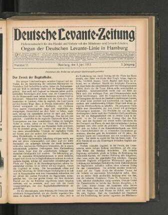 Der Zweck der Bagdadbahn.