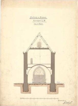 Dolmetsch, Heinrich; Blaubeuren; Ev. Stadtkirche, Restaurierung - Alter Zustand - Vorhalle (Querschnitt)