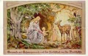 Postkarte mit Illustration aus der Genovefa-Sage