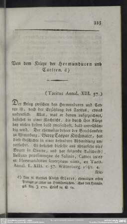 Von dem Kriege der Hermunduren und Catten