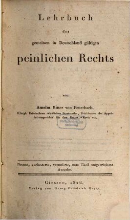 Lehrbuch des gemeinen in Deutschland gültigen peinlichen Rechts