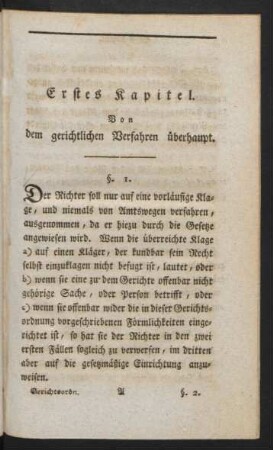 Erstes Kapitel. Von dem gerichtlichen Verfahren überhaupt