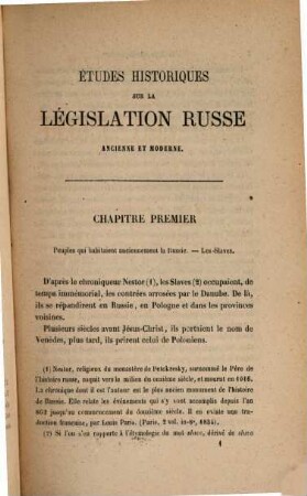 Études historiques sur la législation russe ancienne et moderne