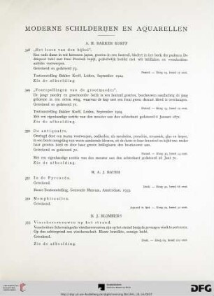 Moderne schilderijen en aquarellen (Nr. 348-431)