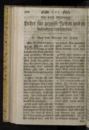Die dritte Abtheilung. Lieder für gewisse Zeiten und in besondern Umständen.