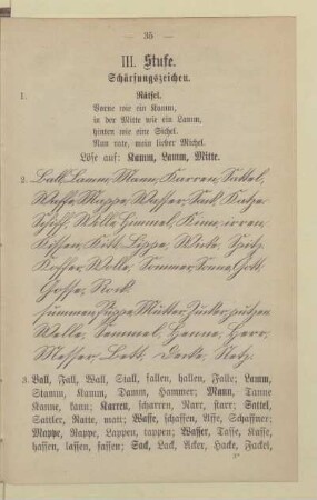 III. Stufe. Schärfungszeichen