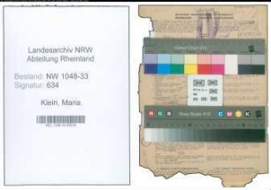 Entnazifizierung Maria Klein , geb. 10.09.1892 (Lehrerin)