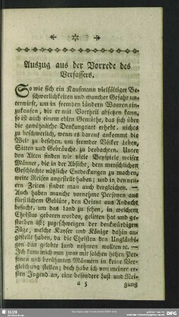 Auszug aus der Vorrede des Verfassers