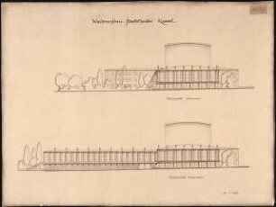 Staatstheater Kassel: (Lichtpause von Inv.Nr. 35776): Platzansicht Endausbau 1:200