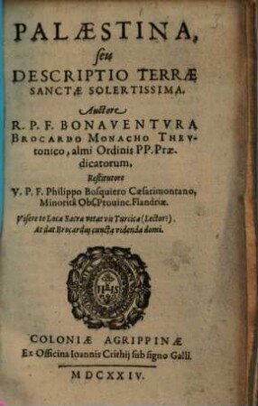Palaestina, seu Descriptio Terrae Sanctae Solertissima