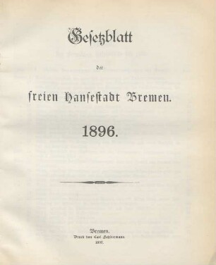 1896: Gesetzblatt der Freien Hansestadt Bremen