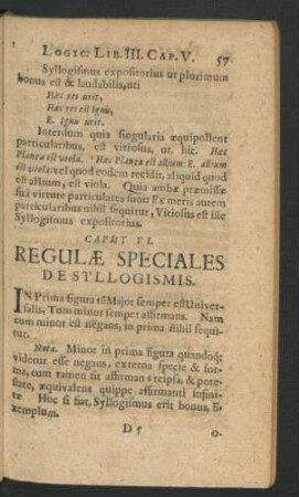 Caput VI. Regulae Speciales De Syllogismis.