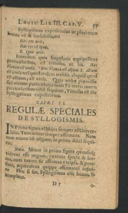 Caput VI. Regulae Speciales De Syllogismis.