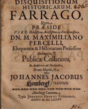 Disquisitionum historicarum farrago