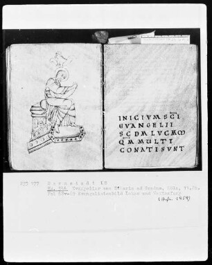 Quattuor Evangelia — Evangelistenbild Lukas, Folio verso