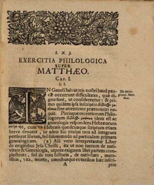 Exercitia critica super quinque prioribus Evangelii Matthaei capitibus in Academia Tubing. ... instituta