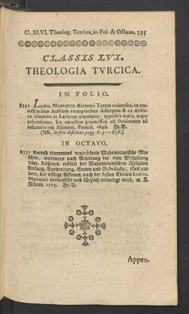Classis LVI. Theologia Turcica