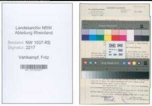 Entnazifizierung Fritz Vahlkampf , geb. 22.03.1891 (Stbsintendant)