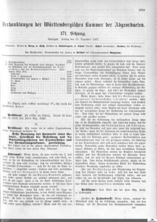 171. Sitzung, Stuttgart, 10.12.1897