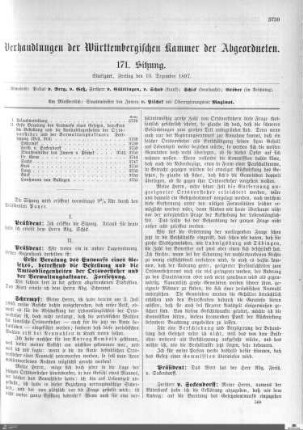 171. Sitzung, Stuttgart, 10.12.1897