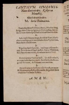 A1v, Canticum Simeonis. Mit frid und freud. M. Iuria Dalmatina.