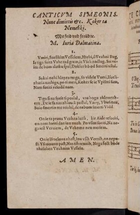 A1v, Canticum Simeonis. Mit frid und freud. M. Iuria Dalmatina.