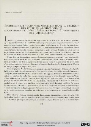 24: Études sur les tendances actuelles dans la pratique des fouilles archéologiques : Suggestions et idées générales pour l'établissement des "musées-sites"