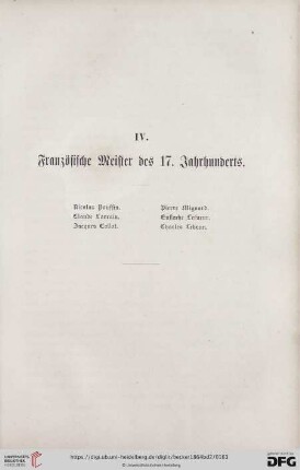 IV. Französische Meister des 17. Jahrhunderts