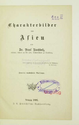 Abt. 6: Charakterbilder aus Asien